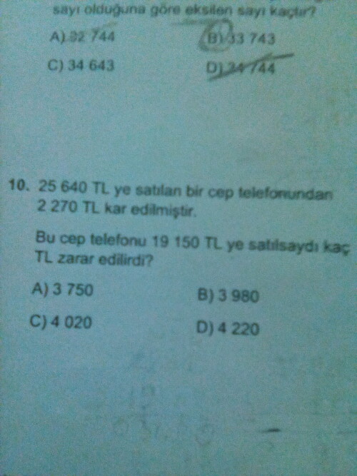 10 soruyu çözümü ile atabilir misiniz?