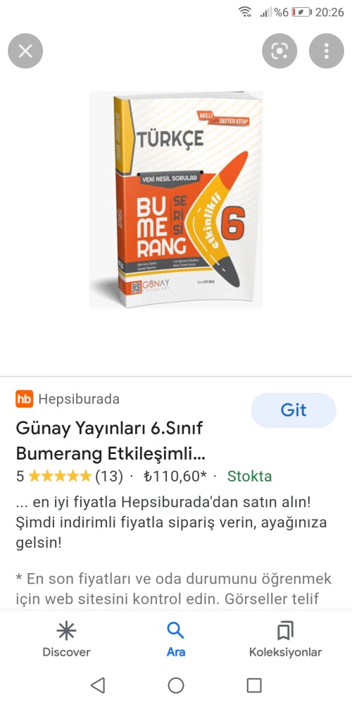 6. Sınıf bumerang (etkinlikli) cevap anahtarı olan atabilir mi? ⭐ Var.