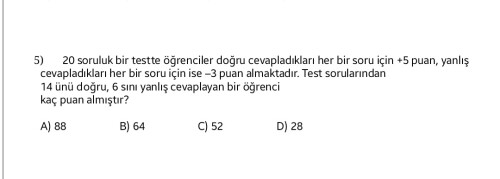 Şu soruyu cevaplar misiniz lutfen acil