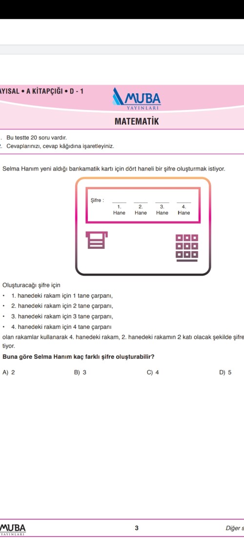Cevap A şıkkı
Açıklayarak yapar mısınız lütfen ⭐ Vericem