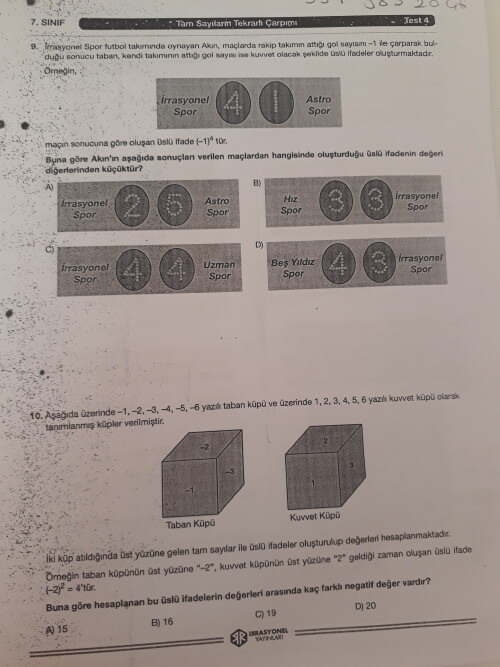 Bu iki sorunun ceyabını anlatarak çözermisiniz