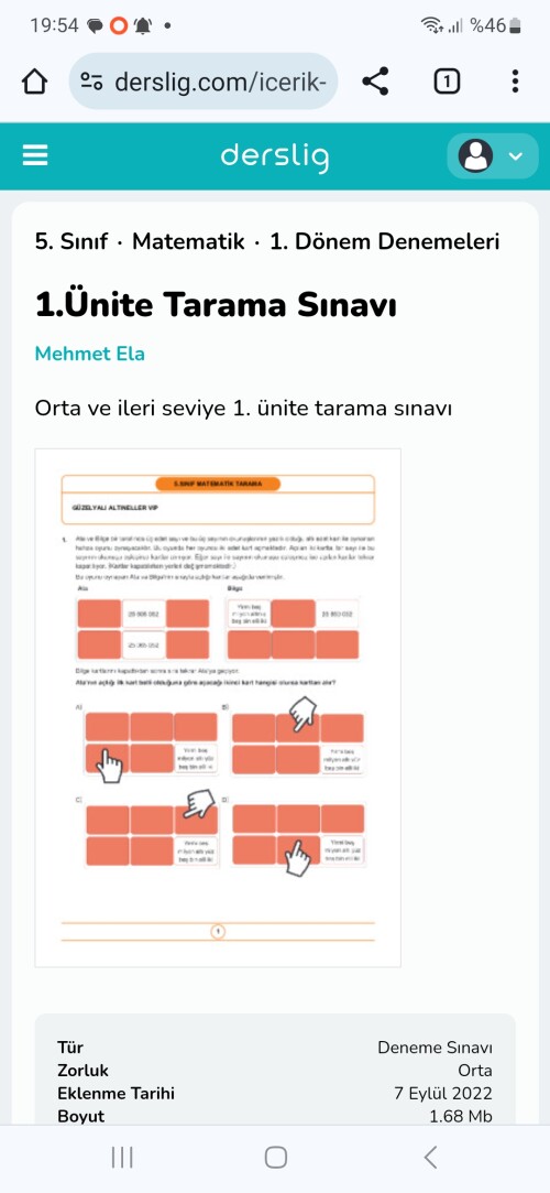 Bu  denemenin cevap anahtarı ve çözüm videosu var mi acaba