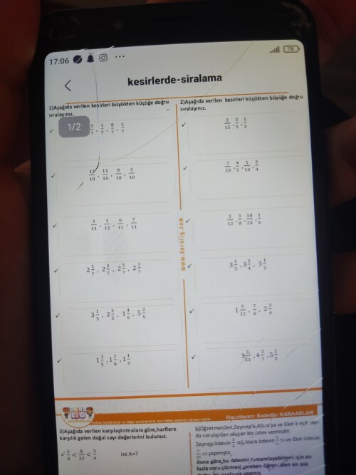 Kesirleri sıralaması