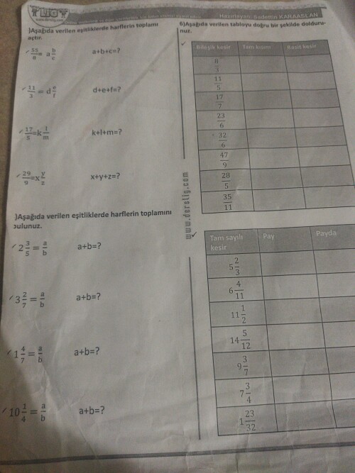 Matematik sorularının cevabını yazarmisiniz