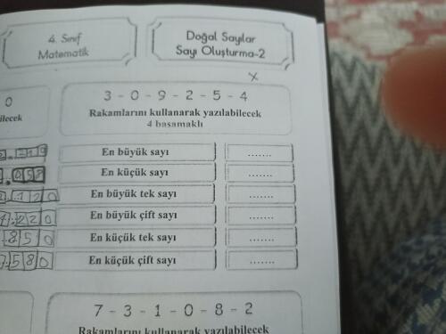 309254 en buyuk sayi en kucuk  sayı en büyük çift sayı