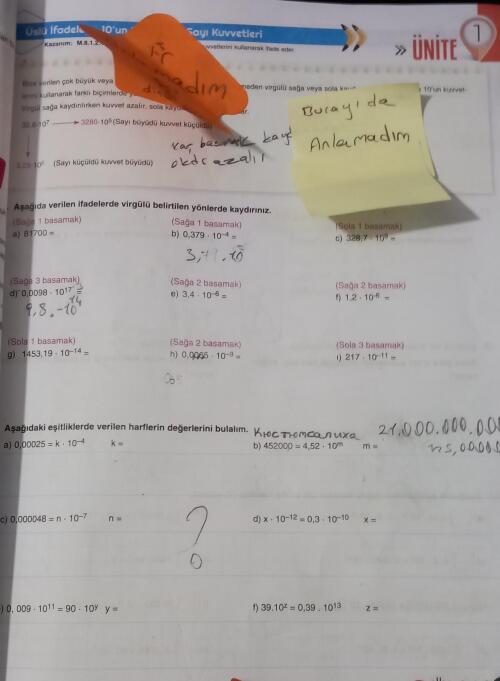 Üslü ifadeler-10 un farklı tam sayı kuvvetleri konusu anlamadım konu anlatımı izlememe rağmen anlamadım anlatır mısınız?