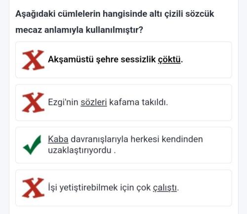 (Not: Koyu olan benim işaretlediğim tik olan da doğru cevap)