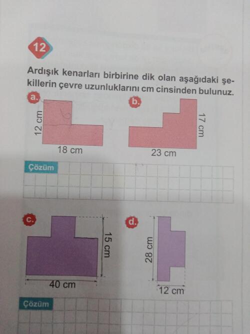 Kenarından barça alınan dikdörtgenlerin çevresini bulamıyorum