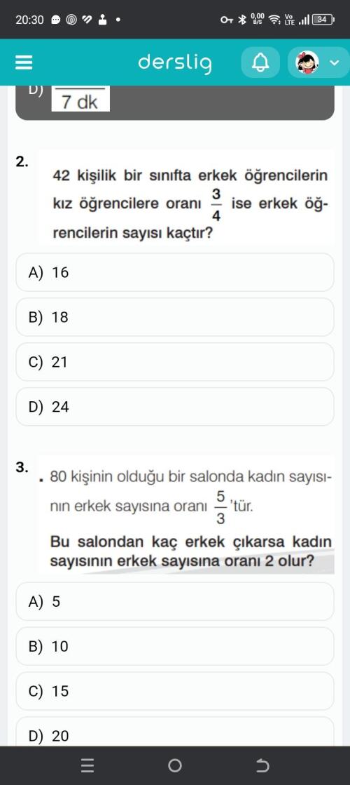 Merhaba bi sorun olucak bir oran ve kesir verildiğinde cevabi nasıl bulunur? bu sorudaki gibi acil cevap verir misiniz yarın sınavım var