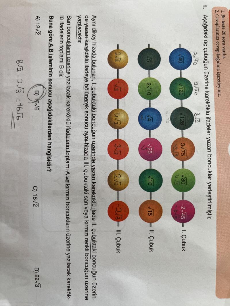 Şu soru doğrumu bakabilirmisiniz