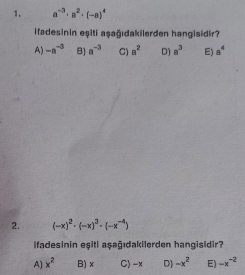 bu ılk ıkı sorunun cevabı nedır acıl lutfen
