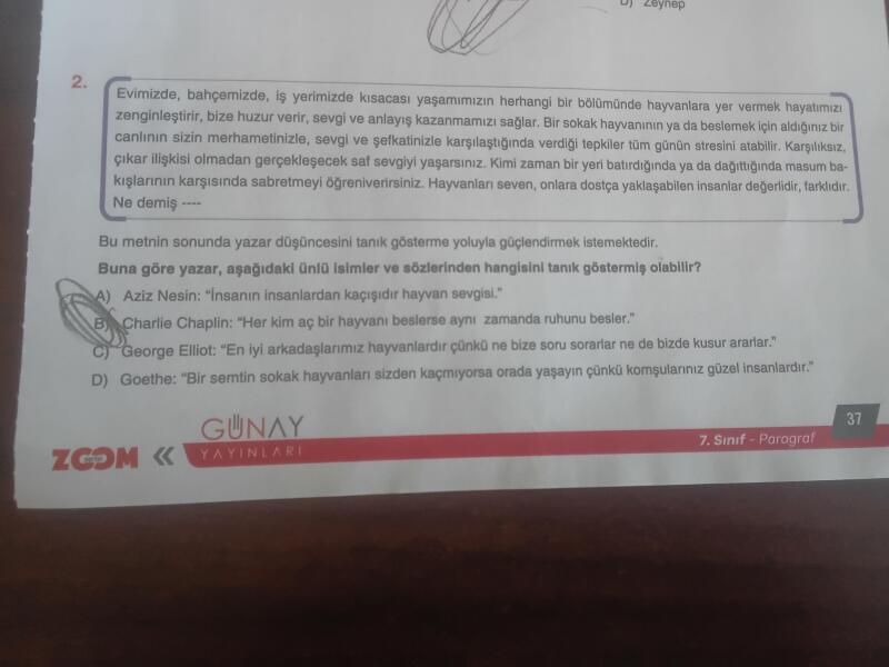 Sevgili hocalarım ve arkadaşlar bu soruyu yapamadım 
Chatcpt b şıkkı olduğunu söylüyor 
Ama cevap anahtarı d şıkkı olduğunu söylüyor 
Soru çözümünü açmayı beceremedim 
Yardımcı olursanız sevinirim İyi dersler dilerim
(Güzel anlatana yıldız vereceğim)