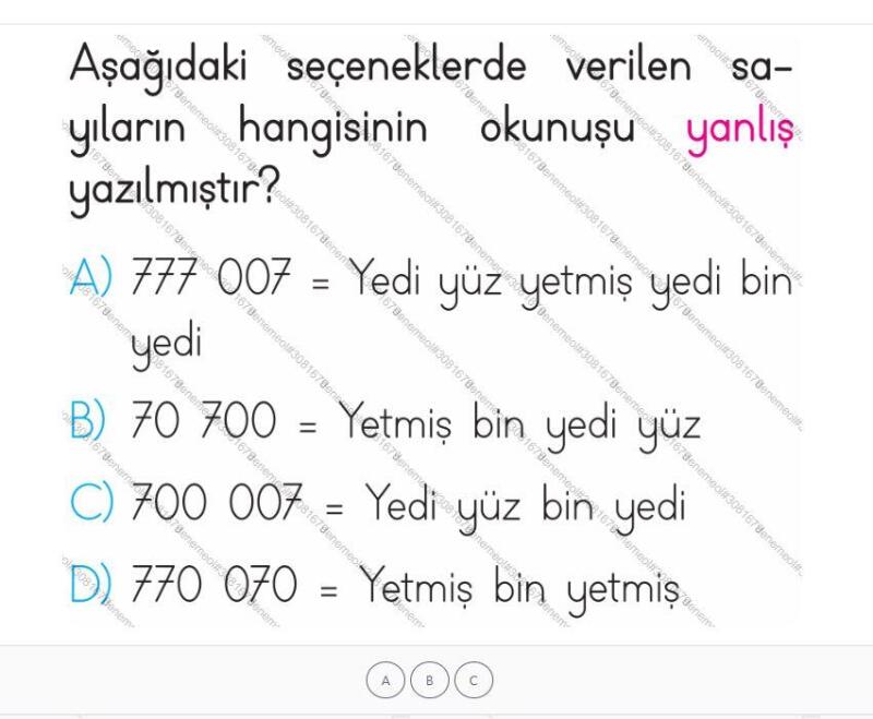 merhaba ben matematik sınavına girdim fakat bu soru gibi bütün sorularda D şıkkı yoktu ve cevabı D şıkkı olan 5 sorunun cevabını veremedim diye boş bıraktım bu da denememdeki seviyemi etkiledi eğer bu sorun çözülürse bi daha girmek istiyorum