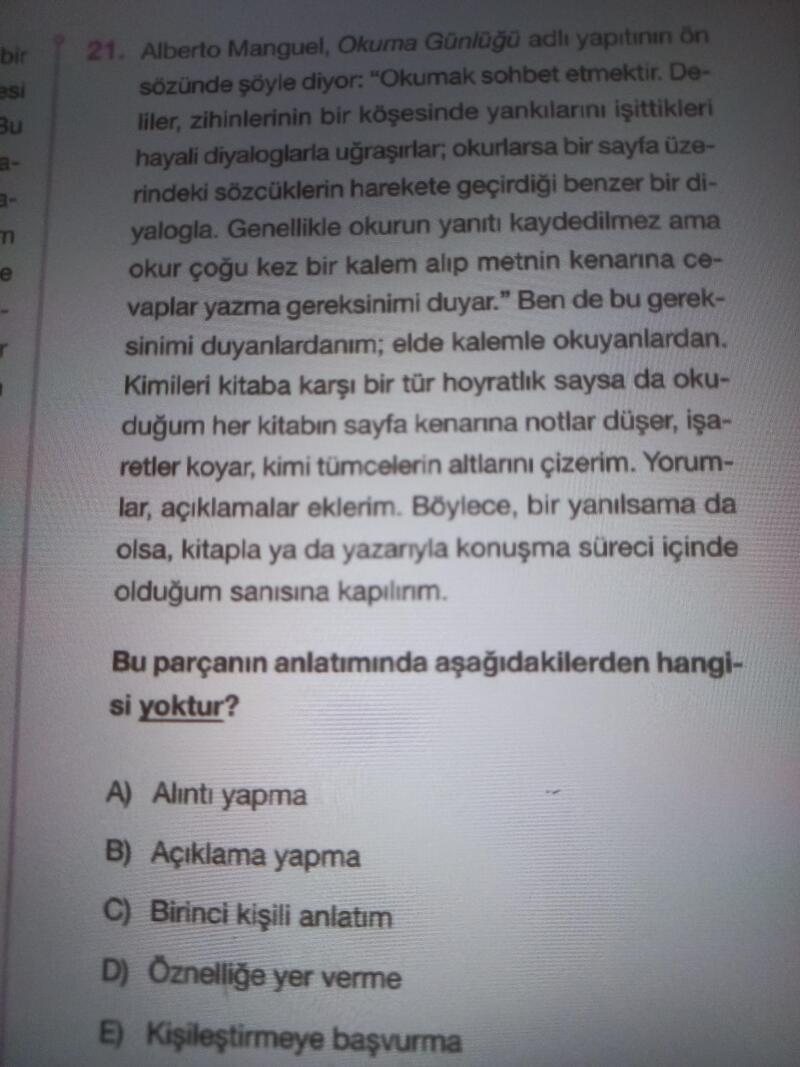 Sorunun cevabi E imiş ama ben B buldum. Anlatabilir misiniz lütfen