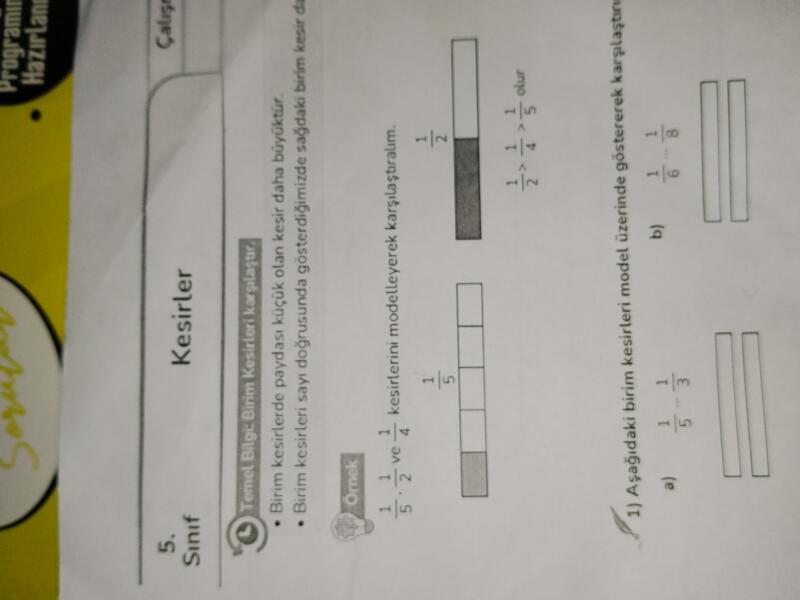 Oradaki kesirlerin cevabi