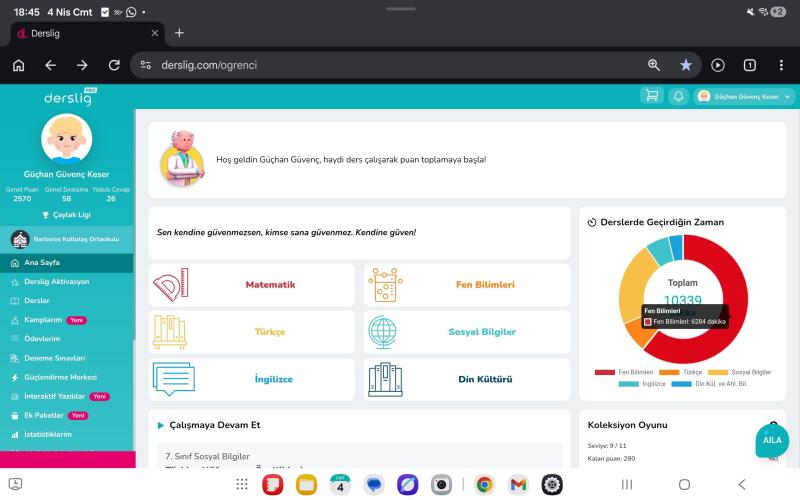 Selam arkadaşlar favori dersiniz ne sanırım benim fen