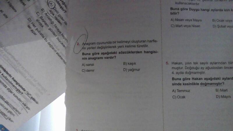 Arkadaşlar 2. sözel mantık sorusunu çözemedim bana yardımcı olur musunuz? Şimdiden çok teşekkür ediyorum ,iyi çalışmalar diliyorum. :)
