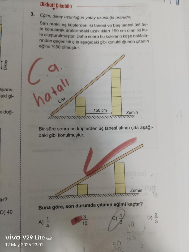 Bu soruda cevap anahtarı yanlış değil mi