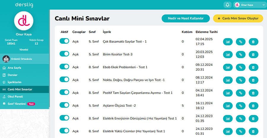 canlı mini sınavlar
