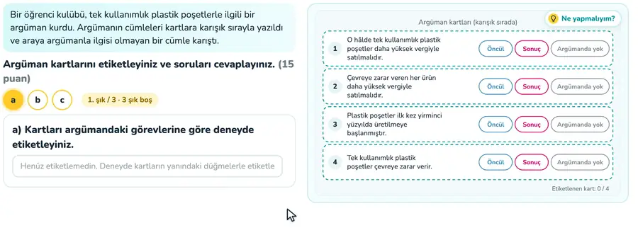 Argümanda öncül ve sonuç 10. sınıf felsefe provasında argüman kartlarının öncül ve sonuç olarak etiketlenip akıl yürütme türünün yazıldığı animasyon
