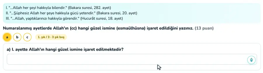 Ayet mealleri ve güzel isimler 5. sınıf din kültürü ve ahlak bilgisi provasında ayet meallerinden Allah'ın güzel isimlerinin yazıldığı animasyon