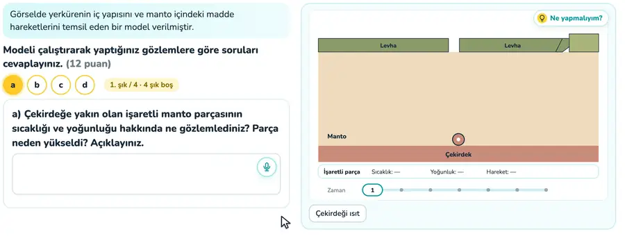 10. sınıf coğrafya provasında yerküre modelinde ısınan manto parçasının yükselip soğuyunca alçaldığı animasyon