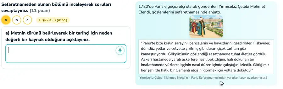 Sefaretnamenin tarihsel kaynak değeri 11. sınıf tarih provasında sefaretname türündeki metnin birinci elden kaynak değerinin örnek cevapla açıklandığı animasyon
