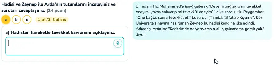 Tevekkül ve insanın sorumluluğu 11. sınıf din kültürü provasında hadisteki tedbir alma davranışının tevekkül kavramıyla ilişkilendirilerek açıklandığı animasyon