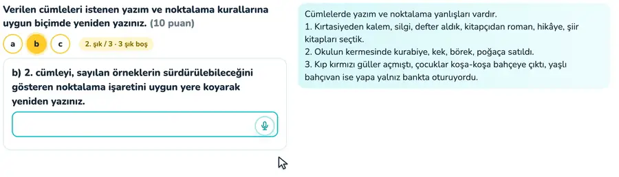 Noktalama ve pekiştirme yazımı 7. sınıf Türkçe provasında üç nokta, pekiştirme ve ikilemelerin kurala uygun yazıldığı animasyon