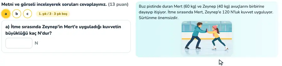 Eylemsizlik ve sabit hızlı hareket 11. sınıf fizik provasında sürtünmesiz ortamda patencilerin sabit hızlı hareketinin eylemsizlik ilkesiyle açıklandığı animasyon